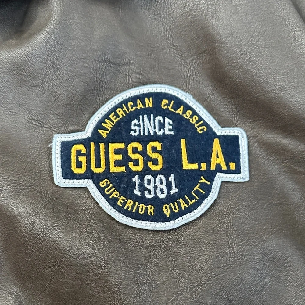 GUESS Men's Dark Brown Bomber Jacket